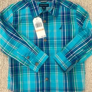 Nautica Kids Checkered Shirt - Teal and Navy